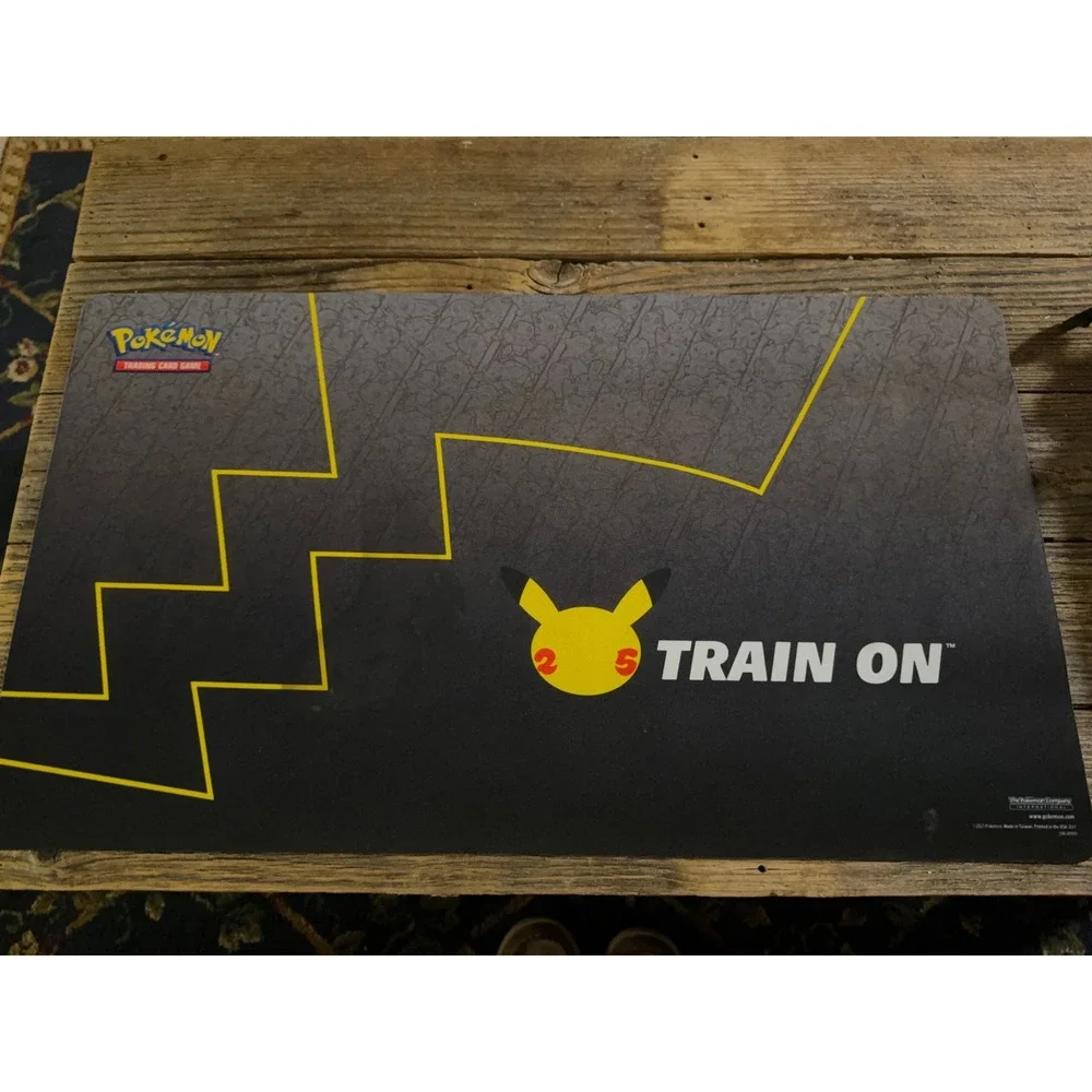 2020s Pokemon TCG Playmat 25th Anniversary Train On Black Yellow OS Pikachu